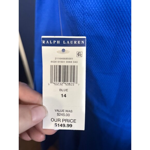 Polo Ralph Lauren NWT Womens Pleated Blue Dress Size 14 Polyester Sleeveless Tex - Picture 8 of 8